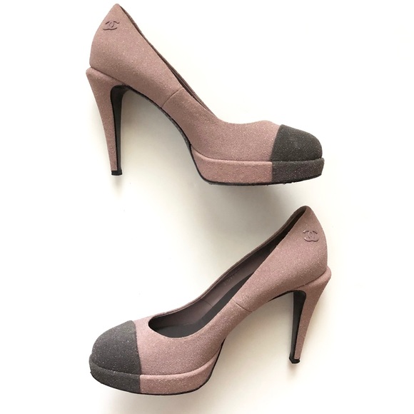 CHANEL Shoes - 💯 Authentic CHANEL Cap Toe Glitter Platform Heels